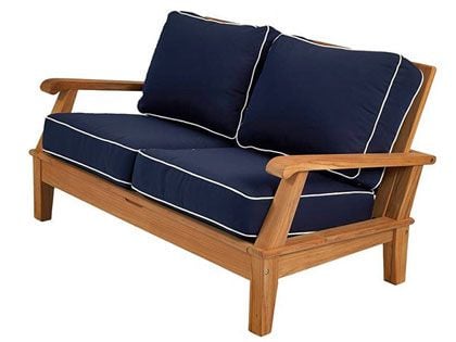 Miami Teak Patio Loveseat with Sunbrella Canvas Cushions