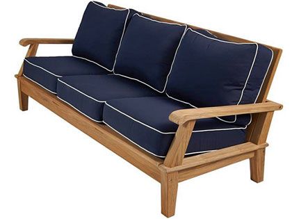 Miami Teak Patio Sofa with Sunbrella Canvas Cushions