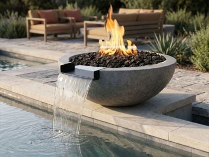 Prism Hardscapes 29-Inch Moderno 2 GFRC Gas Fire & Water Bowl