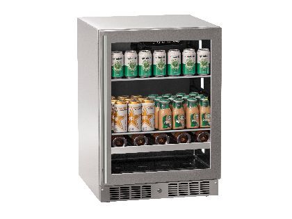 Marvel Essential 24-Inch Stainless Glass Door Beverage Center with Lock