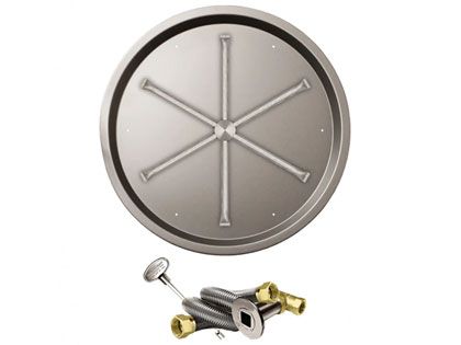 Firegear Fire Pit Burner Kit with Round Drop-In Pan & Stainless Steel Burning Spur - Match Light Ignition