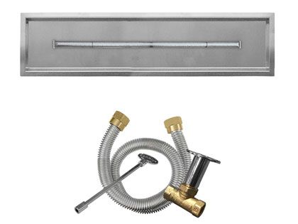 Firegear Fire Pit Burner Kit with Drop-In Pan & Stainless Steel Linear T-Shaped Burner - Match Light Ignition