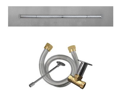 Firegear Fire Pit Burner Kit with Flat Pan & Stainless Steel Linear T-Shaped Burner - Match Light Ignition