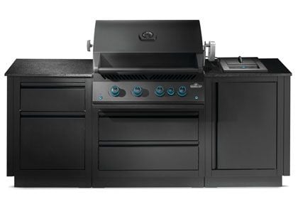 Napoleon OASIS 301 Outdoor Kitchen with 700 Series 32-Inch 4-Burner Gas Grill with Infrared Rear Burner, Rotisserie Kit, Side Burner & Soft Close Doors- Matte Black