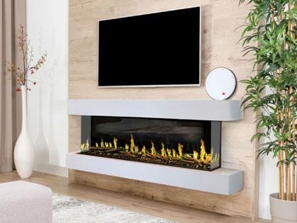 Modern Flames 60-inch Orion Multi Linear Virtual Electric Fireplace with Floating Mantel Set