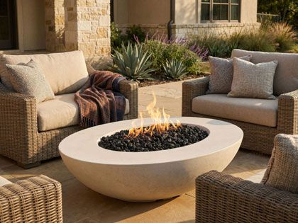 Prism Hardscapes 60" x 36" Ovale 60 Oval GFRC Gas Fire Table