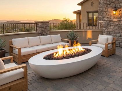 Prism Hardscapes 79" x 45" Ovale 79 Oval GFRC Gas Fire Table