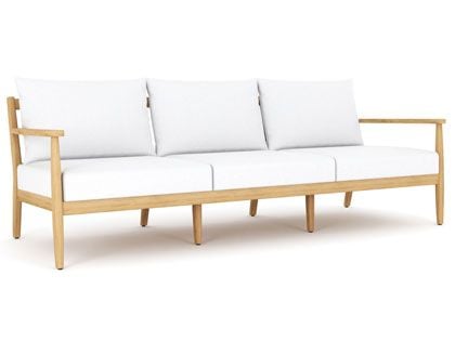 Palma Teak Patio 3-Seat Sofa with Sunbrella Canvas White Cushions
