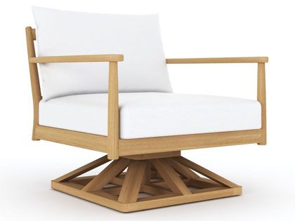 Palma Teak Swivel Chair with White Sunbrella Cushions