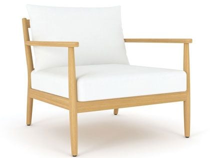 Palma Teak Club Chair with White Sunbrella Cushions