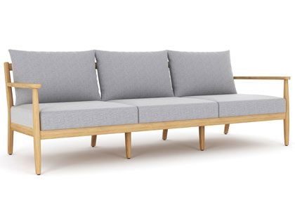 Palma Teak Patio 3-Seat Sofa with Sunbrella Canvas Granite Grey Cushions