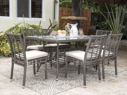 Panama Jack 7-Piece Graphite Wicker Patio Dining Set