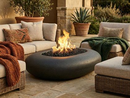 Prism Hardscapes 56" x 38" Pebble GFRC Gas Fire Table