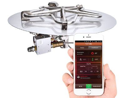 HPC Fire Penta or Round Burner with Round Flat Pan Gas Fire Pit Kit, High/Low Control with Remote (Mobile App Controlled) - Electronic Ignition