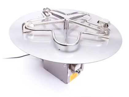HPC Fire Penta or Round Burner with Round Flat Pan Gas Fire Pit Kit with On/Off Series - Electronic Ignition