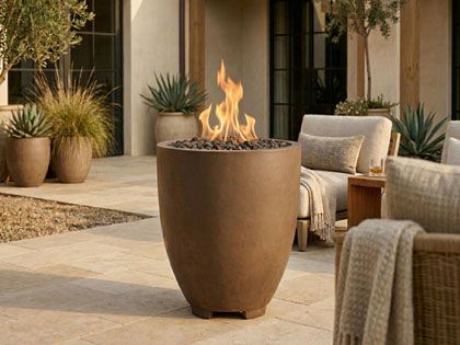 Prism Hardscapes 24-Inch Pentola 1 Round GFRC Gas Fire Bowl