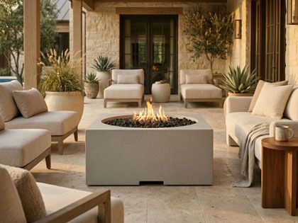 Prism Hardscapes 39-Inch Piazza Square GFRC Gas Fire Bowl