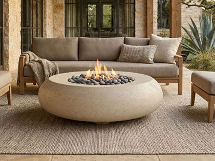Prism Hardscapes 48.75-Inch Pietra Round GFRC Gas Fire Table