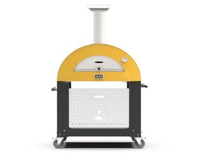 Alfa Moderno 3 Pizze 43-Inch Wood-Fired Pizza Oven and Oven Base - Fire Yellow
