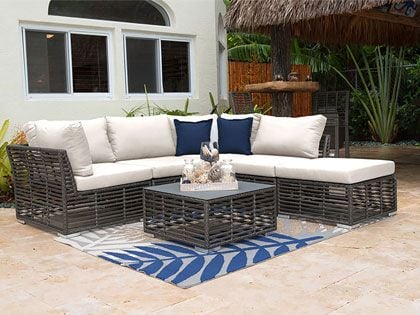 Panama Jack 6-Piece Graphite Wicker Cushion Sectional Patio Lounge Set