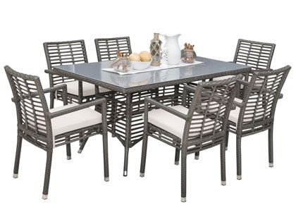 Panama Jack 7-Piece Graphite Wicker Patio Dining Set