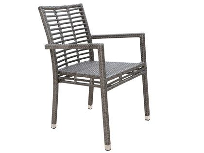 Panama Jack Graphite Wicker Stackable Patio Dining Arm Chair
