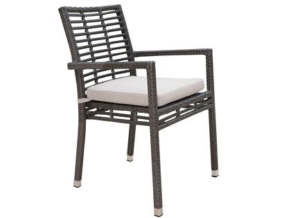 Panama Jack Graphite Wicker Stackable Cushion Patio Dining Arm Chair
