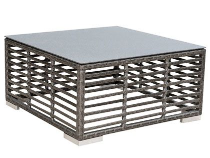 Panama Jack Outdoor Graphite Wicker Square Glass Top Coffee Table