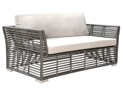 Panama Jack Graphite Wicker Cushion Outdoor Patio Loveseat