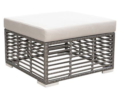 Panama Jack Graphite Wicker Cushion Outdoor Square Ottoman