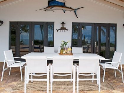 Panama Jack 9-Piece Mykonos Aluminum Sling Outdoor Dining Set