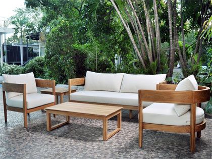 Panama Jack 5-Piece Bali Teak Wood Outdoor Patio Lounge Set