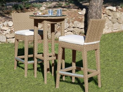 Panama Jack 3-Piece Austin Wicker Pub Table Set with Cushions