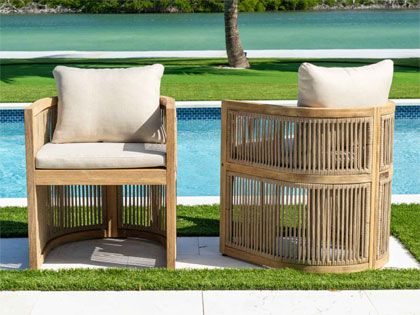 Panama Jack Cabo Barrel Dining Arm Chairs with Cushion - Set of 2