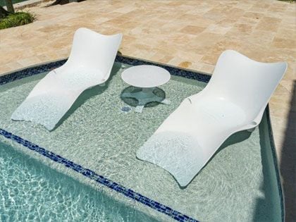 Panama Jack Set of 2 Wave In-Pool Chaise Lounger with End Table