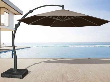 Panama Jack 11.5-Foot Cantilever Sunbrella Shale 360-Degree Umbrella with Movable Base