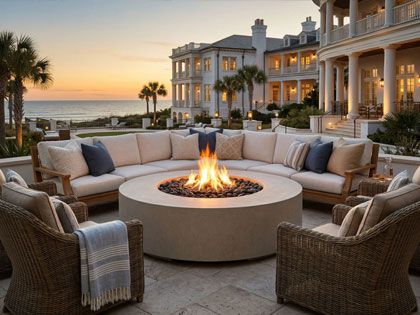 Prism Hardscapes 80-Inch Rotondo 80 Round GFRC Gas Fire Pit