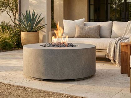 Prism Hardscapes 48-Inch Rotondo Round GFRC Gas Fire Pit