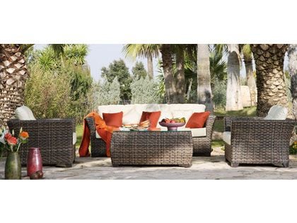 Hospitality Rattan 5-Piece Samoa Outdoor Wicker Cushion Sofa Seating Set