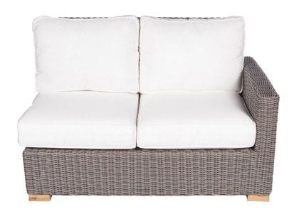 Sanibel Wicker Sectional Two Seat Section with Right Arm and Sunbrella Canvas Cushions 