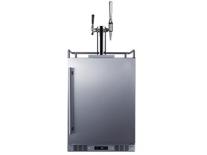 Summit Commercial Outdoor Rated Double Tap Cold Brew Nitro & Flat Coffee Dispenser / Kegerator with Shelves