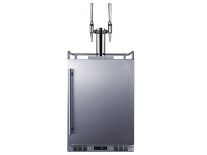 Summit Commercial Outdoor Rated Double Tap Nitro Infused Coffee Dispenser / Kegerator with Shelves