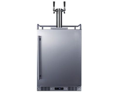 Summit Commercial Outdoor Rated Double Tap Wine Dispenser / Kegerator w/ Shelves