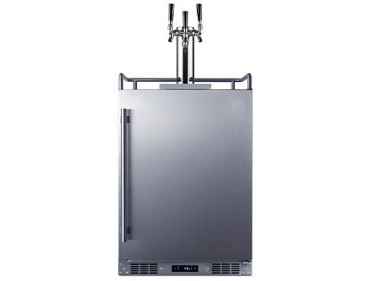 Summit Commercial Outdoor Rated Triple Tap Beer Dispenser / Kegerator with Shelves