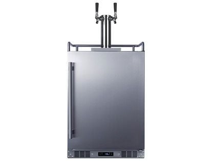 Summit Commercial Outdoor Rated Double Tap Beer Dispenser / Kegerator with Shelves