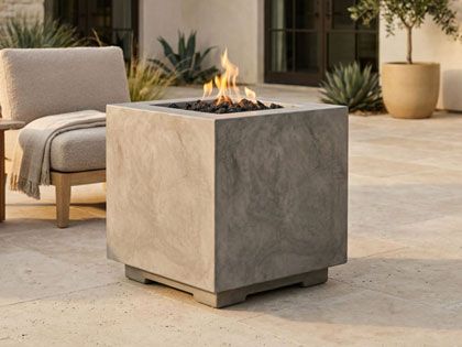 Prism Hardscapes 24-Inch Scatola 2 Square GFRC Gas Fire Bowl