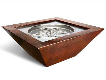 HPC Fire Sedona 40-Inch Square Hammered Copper Gas Fire Pit