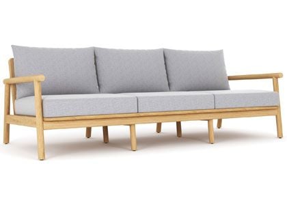 Seville Teak Patio 3-Seat Sofa with Sunbrella Canvas Granite Grey Cushions