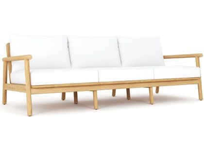 Seville Teak Patio 3-Seat Sofa with Sunbrella Canvas White Cushions