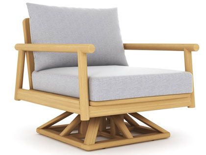 Seville Teak Swivel Chair with Sunbrella Granite Grey Cushions